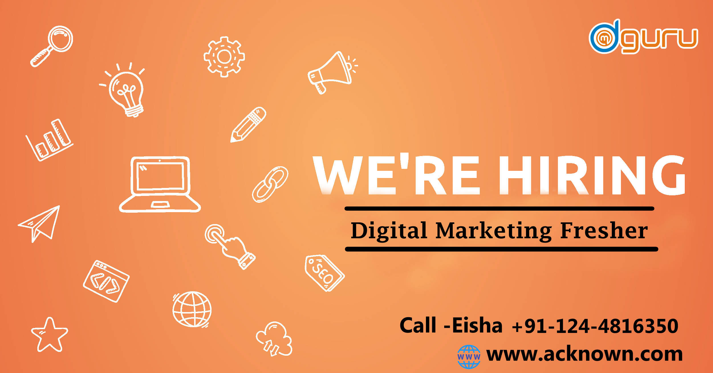Digital Marketing Job for at Acknown Technology Gurgaon, India