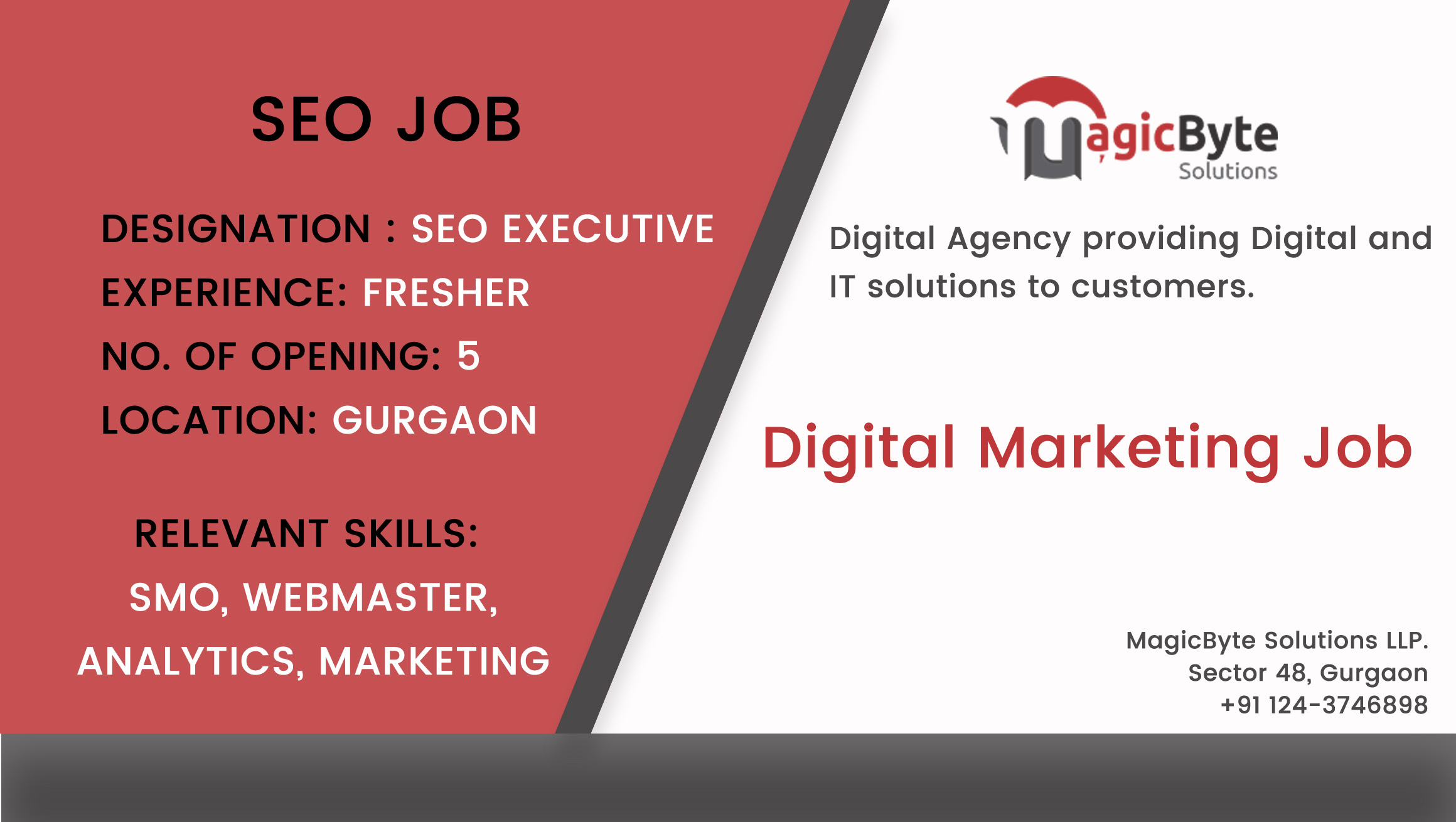 SEO Executive job MagicByte Solutions LLP Gurgaon, India